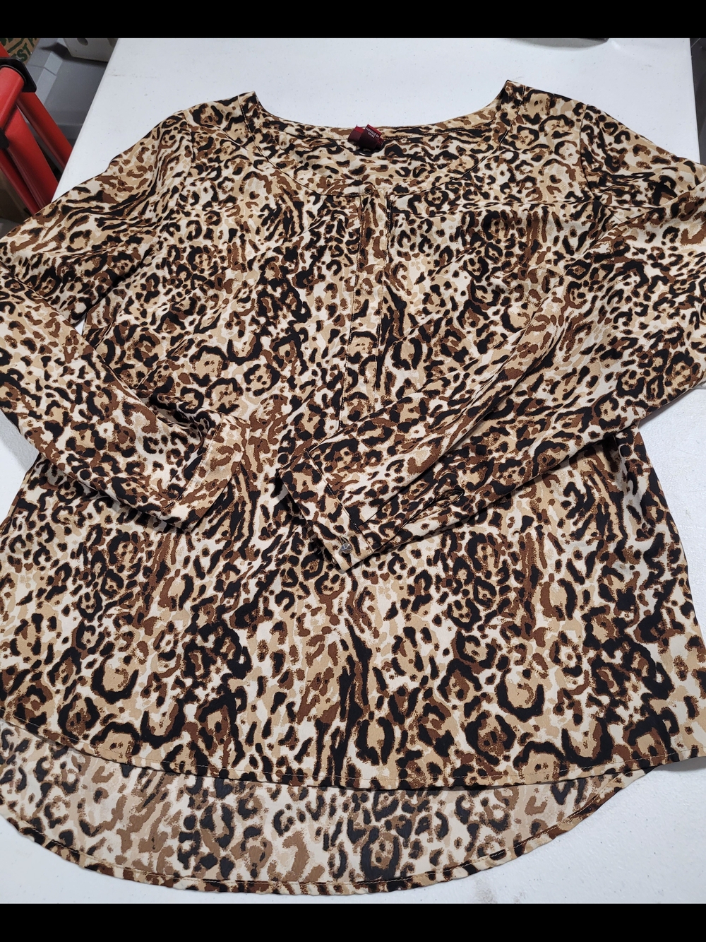 Merona Leopard-Print Long Sleeve Top in Brown and Beige